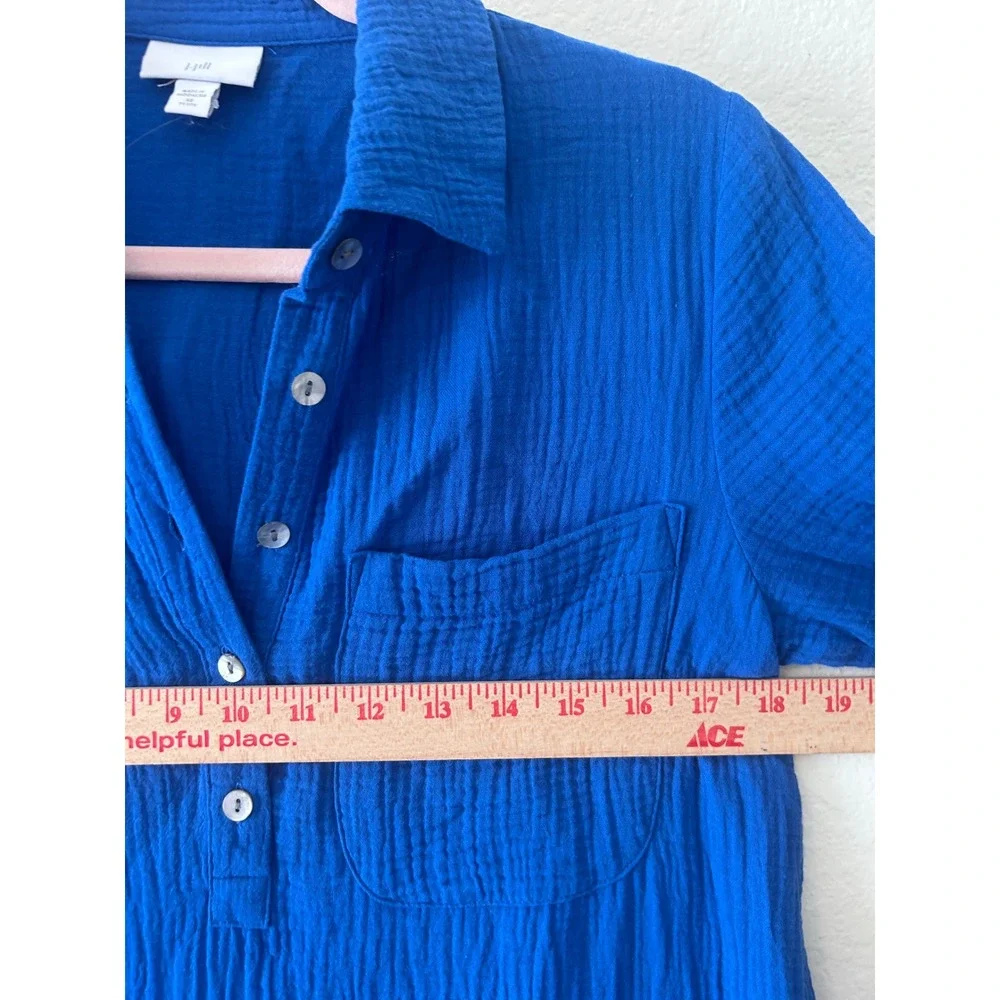 J. Jill 100% Cotton-Gauze‎ One-Pocket Blue Lagenlook Shirtdress SZ XS - Picture 10 of 10